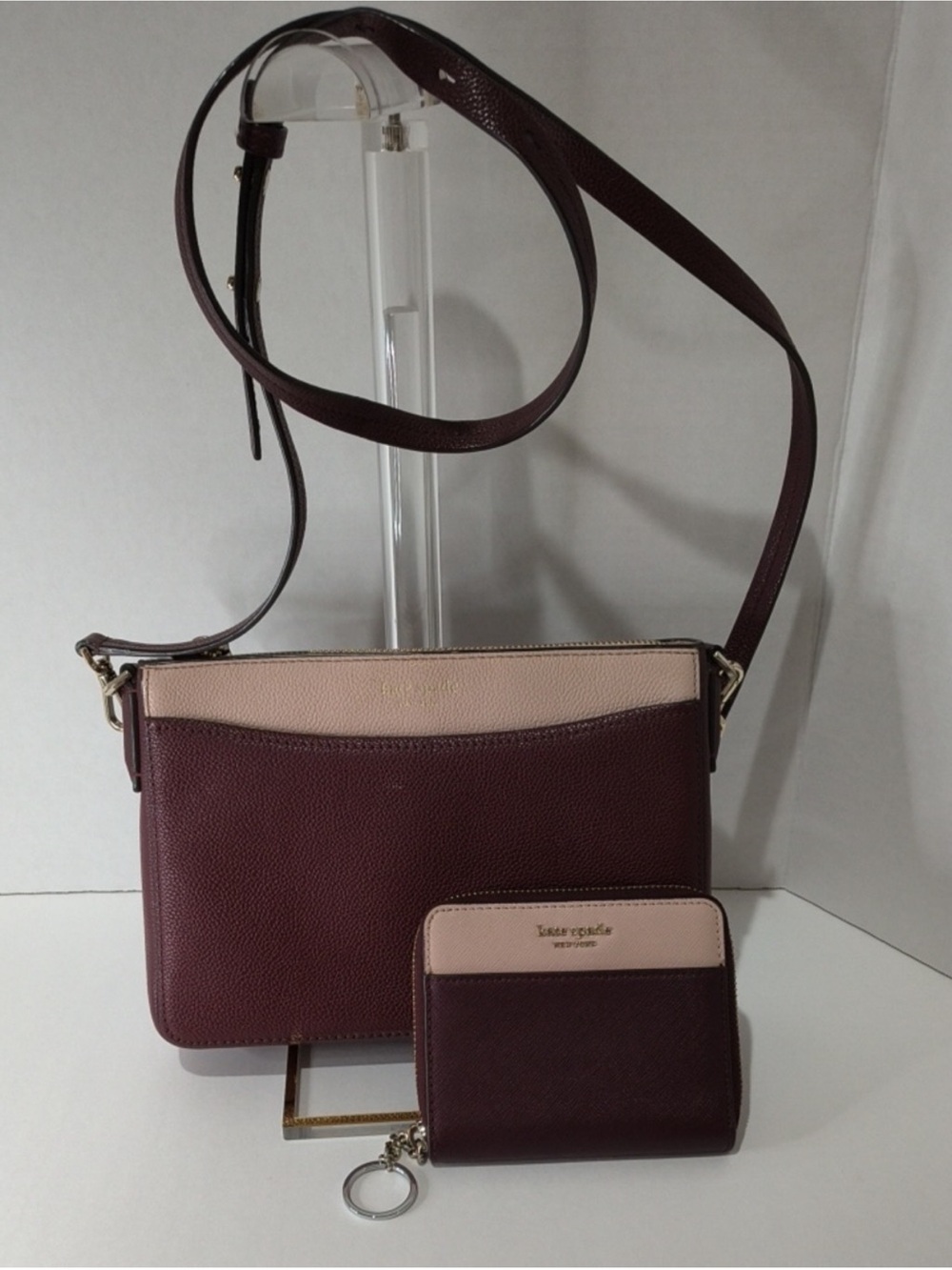 kate spade Burgundy and Blush Two-Tone Crossbody with Wallet
